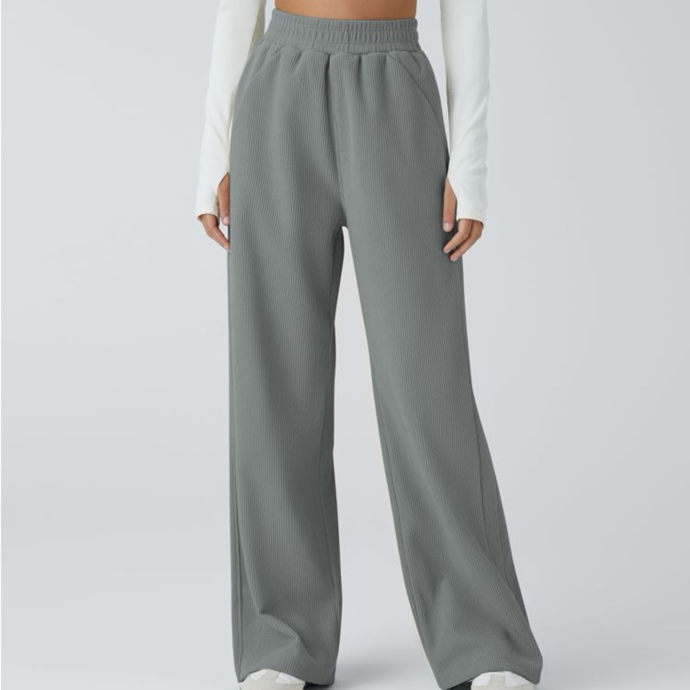 High Waisted Pocket Straight Leg Mop Corduroy Casual Pants